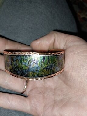 Copper Reflections Van Gogh Irises Copper Cuff Bracelet